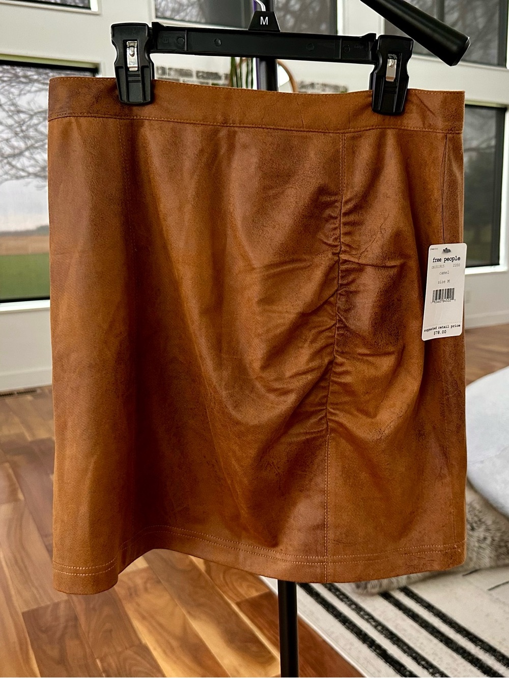 NWT! Free People Camel Faux Leather Skirt